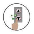 Finger touch elevator button icon vector illustration. Coronavirus, covid-19 pademic concept