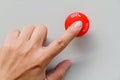 Finger touch on red emergency stop switch and reset Royalty Free Stock Photo