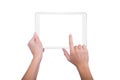 Finger touches the tablet Royalty Free Stock Photo