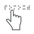 Finger touches word Help by braille font for blind people