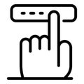 Finger touching button icon, outline style Royalty Free Stock Photo