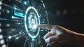 Finger Touching Digital AI Interface Royalty Free Stock Photo