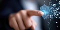Generative AI Finger Touching Digital Shield Representing Cybersecurity Data Protection and Technological Innovati Royalty Free Stock Photo