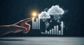 Finger touching global network and financial chart with cloud computing concept Royalty Free Stock Photo