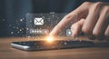 Finger touching glowing digital interface for email login on smartphone technology Royalty Free Stock Photo