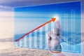 Finger Touching Growth Arrow In Forecasting Chart Royalty Free Stock Photo