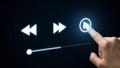Finger Touching Play Button on Digital Interface Royalty Free Stock Photo
