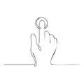 Finger Touching a Round Virtual Button, One Line Minimalist Hand Gesture Concept Royalty Free Stock Photo