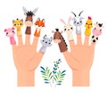 Finger Toy and Puppets on Hand Palm Vector Illustration Royalty Free Stock Photo