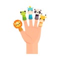 Finger Toy and Puppets on Hand Palm Vector Illustration Royalty Free Stock Photo