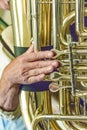 Finger of tuba player Royalty Free Stock Photo