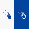 Finger, Up, Gestures, Move Line and Glyph Solid icon Blue banner Line and Glyph Solid icon Blue banner Royalty Free Stock Photo
