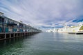 Finger Wharf with Battleship mooring at major fleet bases of the Royal Australian Navy RAN establishments. Royalty Free Stock Photo