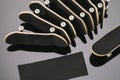Fingerboards and black duct tape on the table Royalty Free Stock Photo