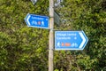 Fingerpost sign near Hest Bank saying Lancaster 4 Carnforth 4 Royalty Free Stock Photo