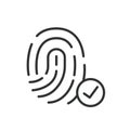 Fingerprint accepted, icon in line design. Fingerprint, accepted, biometric, authentication, security, access