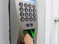 Fingerprint and access control in a office building Royalty Free Stock Photo