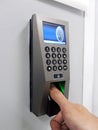 Fingerprint and access control in a office building Royalty Free Stock Photo