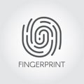 Fingerprint authentication and registration icon. Imprint of human finger. Symbol of identification and verification