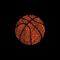 Fingerprint basketball symbol black background