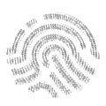 Fingerprint binary code. Data access or verification. Digital identification. Vector