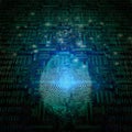 Fingerprint, binary code and electric circui Royalty Free Stock Photo
