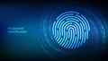 Fingerprint. Biometrics identification and approval. Password control through fingerprints. Cyber security concept. Binary Data