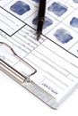Fingerprint card with fountain pen Royalty Free Stock Photo