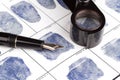 Fingerprint card with fountain pen Royalty Free Stock Photo