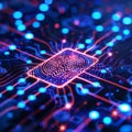 Fingerprint on a circuit board representing digital privacy security and biometric authentication technologies