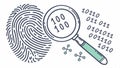 Fingerprint code binary analyze, digital security, data check, tech verify, Vector Design, Generative AI