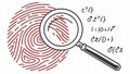 Fingerprint with code snippet, digital identity and software analysis vector design Generative AI