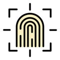 Fingerprint control icon color outline vector