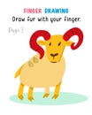 Fingerprint crafts for kids. Play art with funny animals. Book of 10 pages. Vector illustration.