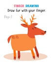 Fingerprint crafts for kids. Play art with funny animals. Book of 10 pages. Vector illustration.