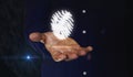 Fingerprint cyber id security and identity symbol over hand