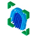 Fingerprint Dactylogram Scanner isometric icon vector illustration