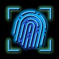 Fingerprint Dactylogram Scanner neon glow icon illustration