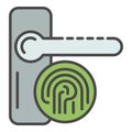 Fingerprint door lock icon color outline vector Royalty Free Stock Photo