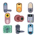fingerprint door lock set cartoon vector illustration