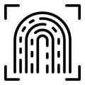 Fingerprint examination icon, outline style