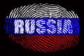 Fingerprint with the flag of Russia and the inscription `Russia`