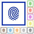 Fingerprint flat framed icons