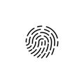 Fingerprint, great design for any purposes. Simple abstract human hand fingerprint. Line drawing. Key icon - vector key symbol Royalty Free Stock Photo