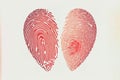 Fingerprint heart isolated vector red thumb print. Generative AI Royalty Free Stock Photo