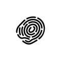 Fingerprint, Human Finger Print, Thumbprint. Flat Vector Icon illustration. Simple black symbol on white background. Fingerprint,