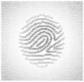 Fingerprint icon consist of binary code. Black and whiye vector