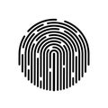 Fingerprint icon for identity password. Graphic thumbprint for touch screen on mobile. Black scan stamp on isolated background. Royalty Free Stock Photo