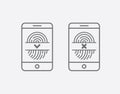 Fingerprint icon ith mobile phone, smartphone.Symbol for graphic and web design. flat vector illustration Royalty Free Stock Photo