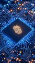 Digital Fingerprint Security on Circuit Board. Royalty Free Stock Photo